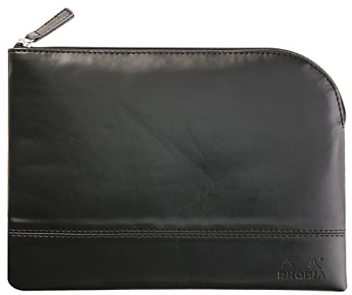 Rhodia 116623C - Rhodiarama pochette zippé en simili cuir italien - taille M (16x22 cm) NOIR