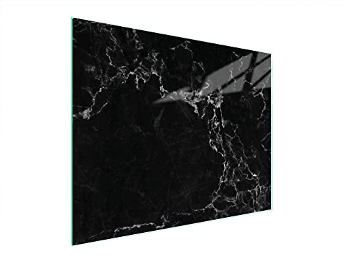 DarHaus Planche à découper en verre Ceranfeld 1 pièce 52 x 40 cm, plaque de découpe en verre, protection anti-éclaboussures, plaque en verre universelle, cuisine, Marbre Noir