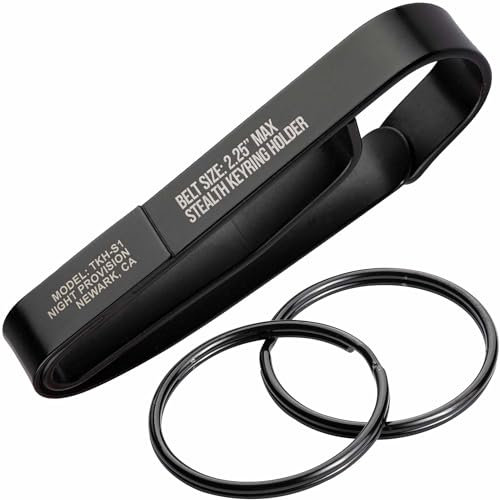 NP NIGHT PROVISION TKH-S1 Black Stealth Tactical Key Ring Holder for Duty Belts, Quick Release Key Clip Stainless Steel w/2 XL Detachable Key Rings Max 2.25 Belt for Police, Correctional, Fire Dept.