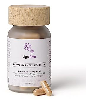 Tigogreen® Frauenmantel Tigofem | 80 vegane Kapseln | 340 mg Grüntee Extrakt & 200 mg EGCG | Ohne chemische Lösungsmittel | Für natürliche Regulierung der Hormontätigkeit bei Frauen B6 | Labor geprüft