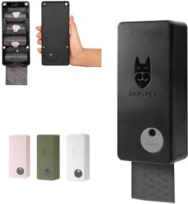 SVD.PET Dog Poop Bag Dispenser with 60 Bags (Black, Dispenser + Bags)
