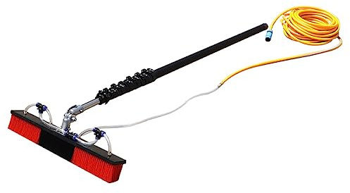 Waschbürste Mit Teleskopstiel Photovoltaik, High Clean Teleskopstange Mit Wasseranschluss Mehrwinkelig, Wasserführende Teleskopstange Fensterputzen Ausatz Das Dach Reinigen.