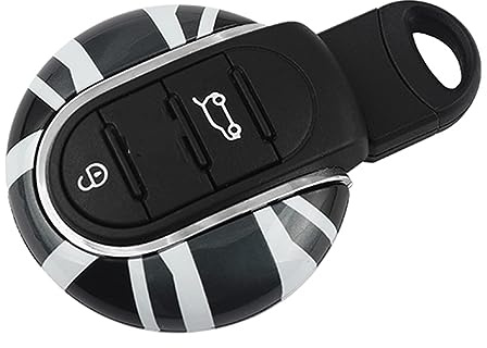 Key Fob Cover Case Compatible with Mini Cooper 2014-2023 F-Series, Smart Remote Key Shell for Mini F54 F55 F56 F57 F60 Clubman Countryman Hatchback PJ00 (Grey Union Jack)