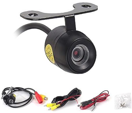 A2ZWORLD Telecamera Retromarcia Auto, Retrocamera Da Targa, Senza Forare, Angolo Rilevazione 170°, Con Linea Guida, Visione Notturna, Impermeabile IP67 (Quadrata 25X25mm Con 4 Led)
