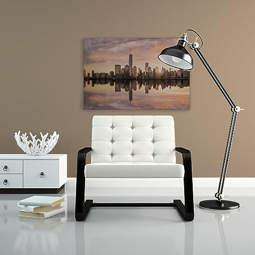 A.S. Création WTD - Stampa su tela con skyline di New York, 90 x 60 cm, formato orizzontale, moderna decorazione da parete per camera da letto, soggiorno, cucina, immagine su telaio
