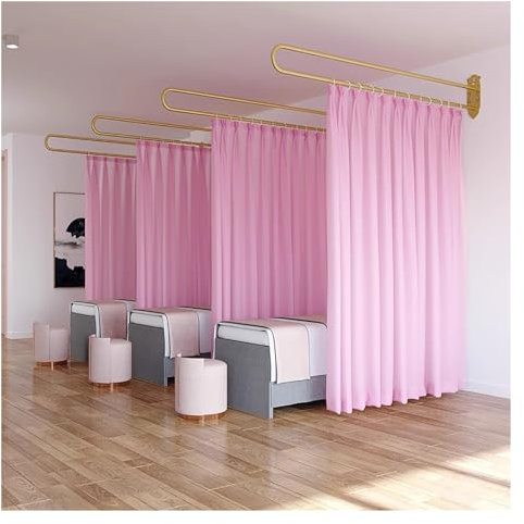 Raumteiler Trennwand, Paravent Raumtrenner Wandmontierte Raumteilervorhänge Für Schönheitssalons/Wellnesszentren/Postnatalpflegezentren, 2 M Hohe Temporäre Sichtschutzwände Mit Metallstange ( Color :