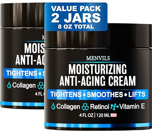 (2 Pack) Mens Face Moisturizer Cream - 8 OZ - Anti-Aging & Wrinkle Cream