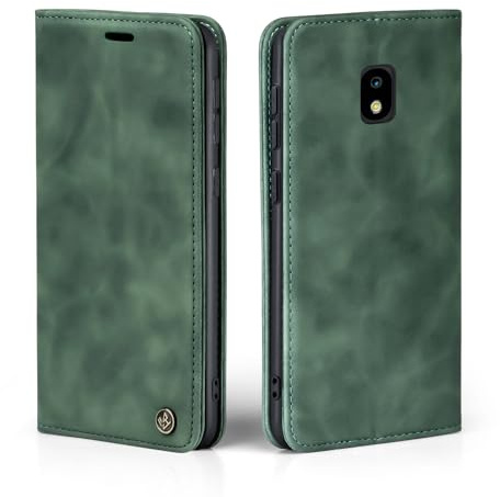 LBH Handyhülle für Samsung Galaxy J5 (2017) in Grün mit Karten- und Geldfach Smartphone Hülle mit Standfunktion Flip Case Schutzhülle Magnetverschluss Vintage