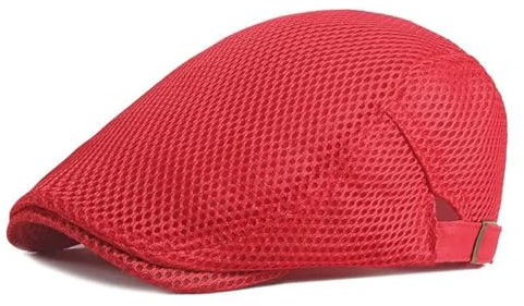 WOYUANSHA Barett Baskenmützen Für Herren Polyester Farbe Mesh Newsboy Caps Flache Schirmmütze Männer Frauen Maler Baskenmütze Hüte 55-60Cmwear Rot