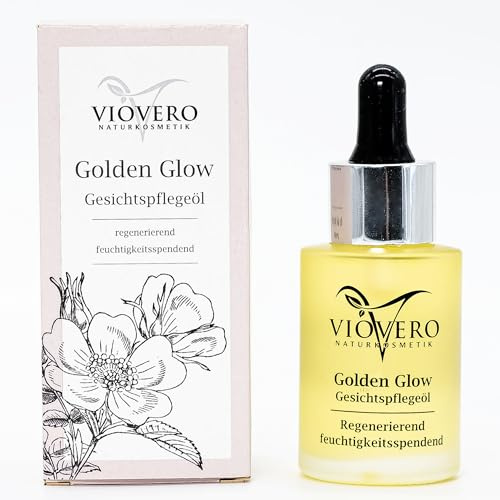 VioVero Naturkosmetik Gesichtspflegeöl Golden Glow, Gesichtspflege, Skincare, Gesichtspflege Damen, Anti Aging Face Oil, straffendes Gesichtsöl, 30ml