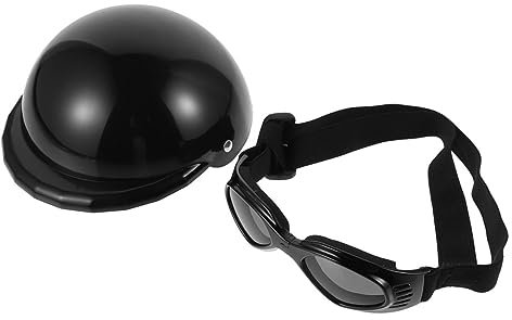 INOOMP Haustier Motorradhelm Helm Satz Mit Uv Schutzbrille Verstellbar Schwarz Schutz Für Kleine Hunde Und Katzen Foto Requisite