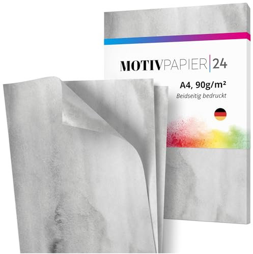 Einladungskarten Manufaktur Hamburg 60 Blatt Briefpapier Set beidseitig bedruckt Motivpapier Papier A4 Druckerpapier 90g/m² Marmoriert grau edel Vintage Aquarell Look