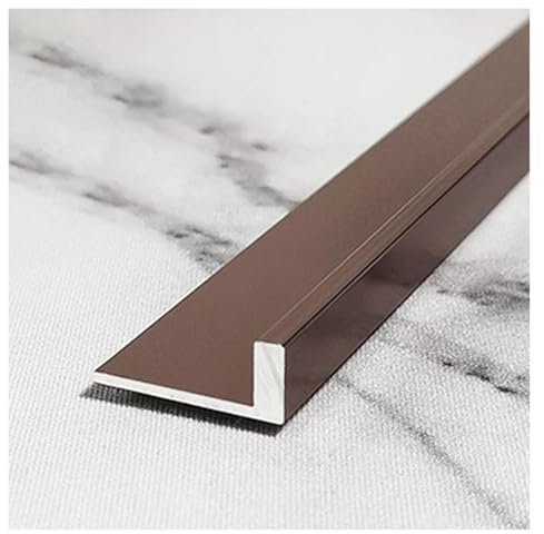 Schwellenleiste Übergangsleiste for Bodenschwellen, extra dicker Kantenschutz aus Metall, L-förmige Treppenkantenleiste for Laminat-/Betonböden, 2,5 m lange, flache Treppenkantenleiste(Rose Gold,WXH: