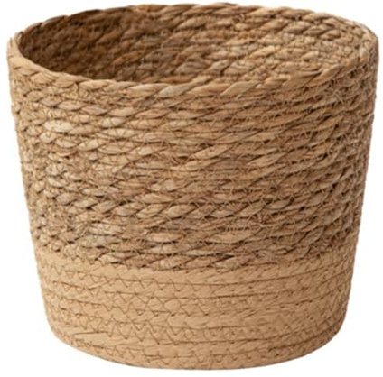 Yuattory Maceta de Flores Tejida de Paja, Cesta de Mimbre y Ratán para Almacenamiento, Macetero Tejido en Forma de L