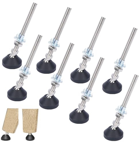 8Pcs Adjustable Feet Levelling Feet M10*100*Ø40mm Adjustable Furniture Feet | Furniture Levellers Furniture Screw Feet with T-Nuts Screw Withstand 400 kg Silent Non-Slip Base Floor Protector