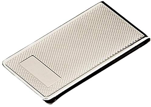 SILBERKANNE Edle Geldklammer versilbert mit Kornguilloche & Gravurfeld – 6x3 cm Premium Silber-Plated – Inklusive Geschenkverpackung