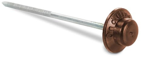 Onduline - Spezialnägel Rillennägel mit PVC-Kopf braun 2,8x65mm 100er Set - Geriffelte Dachpappennägel für Easyline, Base, Ondalux Wellplatten - Befestigungsmaterial Zubehörteile für Dachsysteme