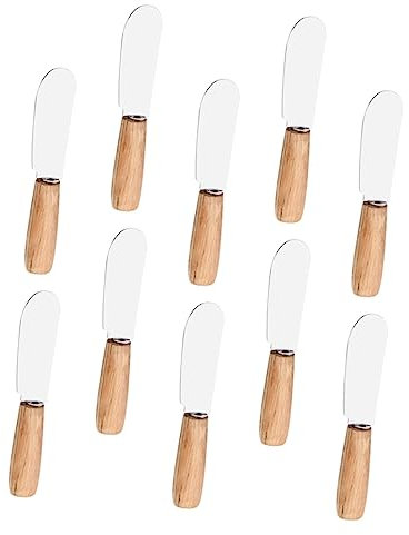 Amosfun Butter Spachtel aus Edelstahl mit Holzgriff 10 Stück Backhelfer für Creme und Butter Hitzebeständig Komfortabler Griff Geeignet für Backanwendungen