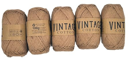 5 x Vintage Cotton DK 100g Crochet & Knitting Yarn/Wool, 60 Colours to Choose from (V-13)