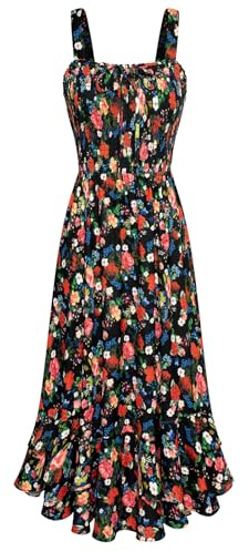 GRACE KARIN Robe Florale Spaghetti à Bretelles Casual pour Femme à la Plage Éte