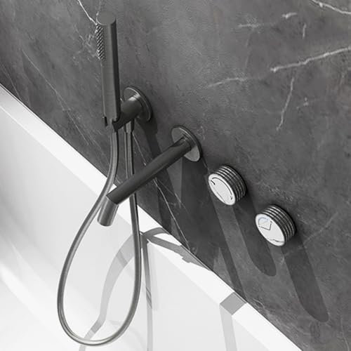 Rubinetto Vasca da Bagno con Doccetta Grigio Miscelatore Doccia Incasso con Deviatore Rubinetteria Doccia in Ottone