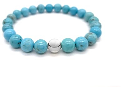 Nahle | Naturstein mit 925 Silberperle Armband | Naturstein Stretch- Armband | handgemachtes Perlenarmband | mit edler Schmuckschachtel