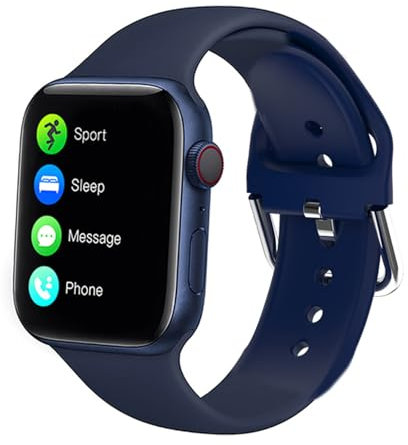 RORIOS Smart Watch per Uomo Donna Orologio da Polso Silicone Intelligente Orologio Sportivo Fitness Chiamate Bluetooth Monitoraggio Smartwatch Blu