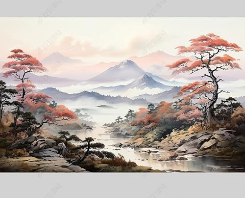 MZOwallpaper Papier Peint Intissé Encrer Des Paysages Naturels Poster Tableaux Muraux Tapisserie Photo Trompe L'Oeil Salon Chambre Art Mural 200Cm(L) X140Cm(H)