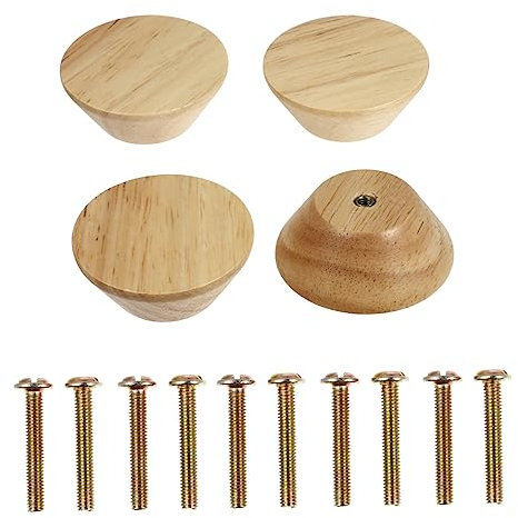 Homoyoyo Holzschubladengriffe 4 Stück Rund Knopf Aus Massivholz Rubberwood Küchenschrankgriffe Schrankgriffe Für Schubladen Kommoden Wohnzimmer