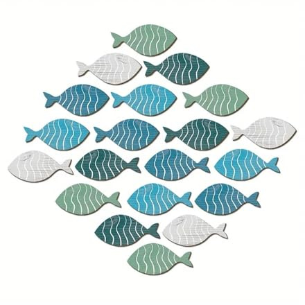XFUYI 20 Piezas de decoración de Pared de Peces de Madera, Arte de Peces de Madera mediterráneos, Colgantes, Decoraciones costeras de Playa, casa del Lago