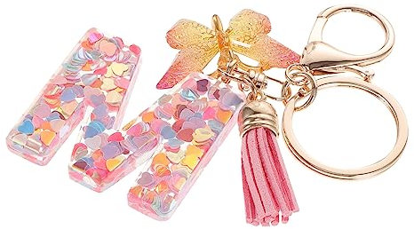 BESPORTBLE Glitzernder Buchstaben Schlüsselanhänger Mit Schmetterling Und Quaste Eleganter Taschenanhänger Für Damen Leicht Strapazierfähig Für Handtaschen Rucksäcke Und Schlüssel