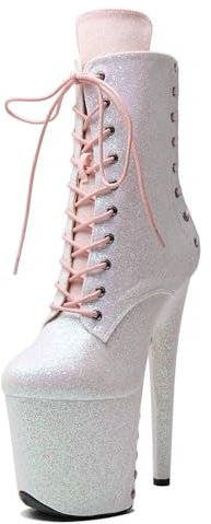 WUXIN H&P Pole Dance Stiefel Damen 20CM, Striptease Schuhe, Pole Boots sexy high heels, Plattform Stiefeletten Stilettos Boots Knöchelhoch Plateau 20CM High Heel