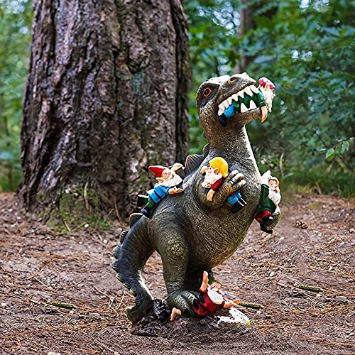 Dinosaur Garden Statues Resin Jurassic Dinosaur Eating Gnomes Animals Statues Funny Figurines Yard Art Ornaments Creative Animals Statues for Patio Lawn Housewarming Gift-Dinosaurs 6x5x15cm(2x2x6inc