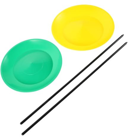 Vaguelly 2 Stück Jonglierteller mit Kunststoffstäben Strapazierfähiges Jonglierspiel für Kinder und Erwachsene Tellerdrehspiel für Zirkus Partyzubehör und Jonglieranfänger
