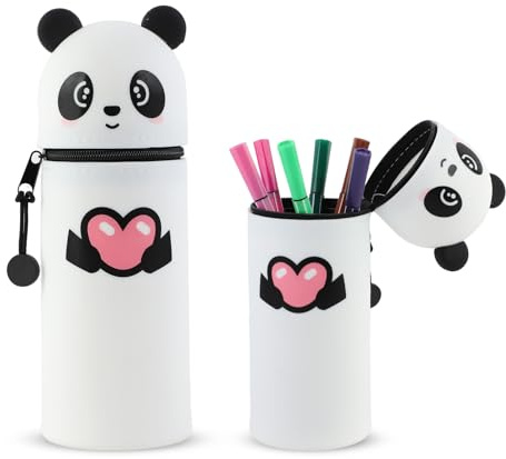 MHwan Kawaii Federmäppchen Panda, 2-in-1 Silikon Mäppchen, Kann Als Stiftehalter und Etui Verwendet Werden, Robust und Langlebig
