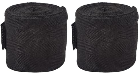 CREATCABIN 2pcs Boxing Hand Wraps Inner Gloves 120 Inch Thumb Loop Bandages Elasticated Padded Fist Under Mitts Protection Muay Thai MMA Kickboxing Martial Arts Punching Training for Men Women(Black)