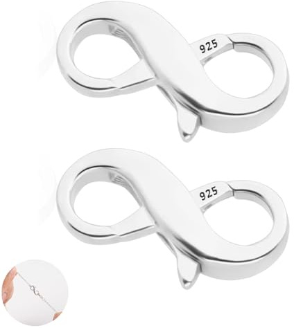 2 Pcs Double Lobster Clasps, Necklace Extender, Necklace Bracelet Clasps and Closures, Necklaces Shortener, for DIY Jewelry Making(Silver)