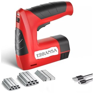 eBransa 4v Electric Cordless Staple Gun 2 in 1 Cordless Stapler, 1.5Ah Battery Powered Nail Gun for Upholstery Crafts, DIY, Including USB Charger Cable 2500pcs Free Staples and Brad Nails