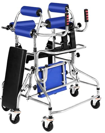 MJMLUCK Cadre de Marche Pliable, Trotteur à roulettes, déambulateur pour Enfants, Cadre de rééducation, Cadre de Marche réglable en Hauteur avec Coussin (Couleur : B, Taille : 10