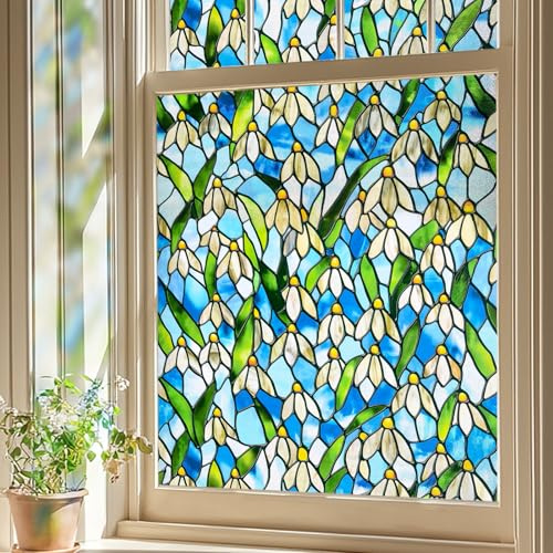 Fensterfolie Blickdicht Selbsthaftend, Sichtschutzfolie Fenster Innen Statische Fensterfolie ohne Kleber, Fenster Folie Blickschutz für Bad Kinderzimmer,60X90CM