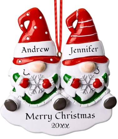Bemaystar Palline Personalizzate Natale Famiglia - Palle Natale Personalizzate Gnome con Nome (2-6 Persone), Palline di Natale 2025, Decorazione Natale & Regalo per Famiglia,2 persone