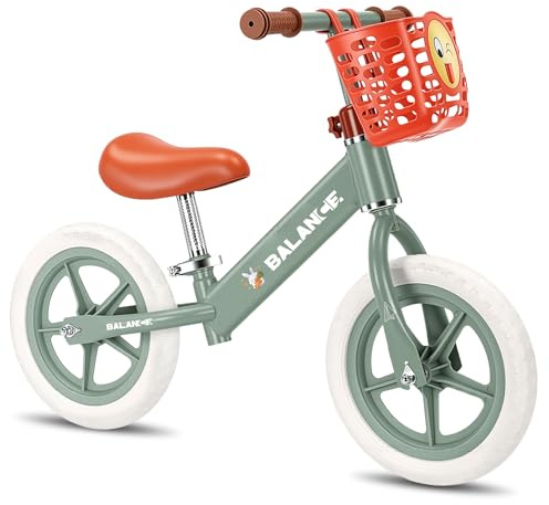 Hapyugee 14 Inch Kids Balance Bike for Toddlers 2-6 Years Old, No Pedals，Toddler Balance Bike with Adjustable Seat, Birthday Bike for Boys Girls 2 3 4 5 6 Years Old (Green)