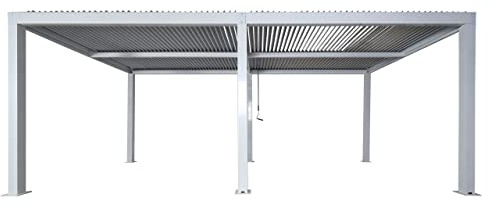 PROREGAL Carport, HxBxT 220x583x301 cm, 11cm-Aluminium-Gestell, Regenrinne sturmfest, 3x6m, Weiß, Autoüberdachung Garage Unterstand