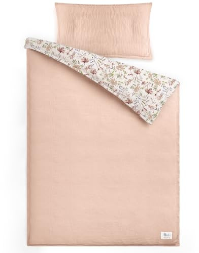 lulumoon Kinderbettwäsche 100x135: Bettbezug 100x135 + Kissenbezug 40x60cm aus Musselin Oeko-TEX Standard – Leicht und Komfortabel Bettwäsche Set
