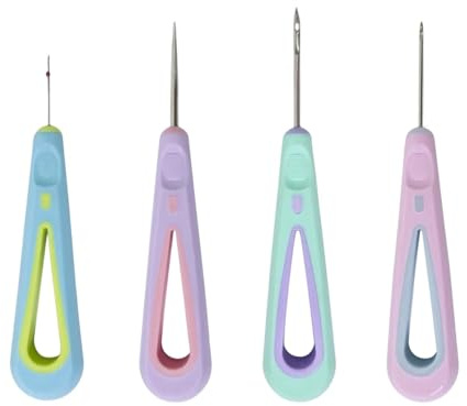 rockible Set di 4 punteruoli da cucito in pelle con scucitore, strumenti ergonomici per graffiare la pelle, set di punteruoli con occhiello per rilegatura di