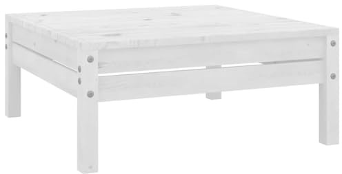 Ziaphsol Gartenhocker Weiß Massivholz Kiefer, 63,5x63,5cm Outdoor Fußhocker für Terrasse Balkon, Robuster Beistelltisch Gartenmöbel, Max. 110kg