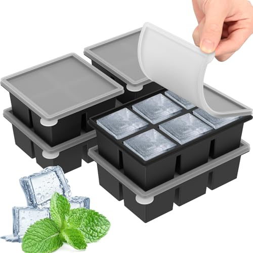 Harupink 6 Stück 32 Fach Gefrierform Babynahrung,Babybrei Einfrieren Behälter mit Deckeln,Eiswürfelform Silikon groß zum Einfrieren und Aufbewahrung von Babynahrung, Beikost oder Muttermilch (Schwarz)