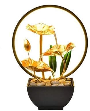 Desktop-Brunnen, Desktop-Kleiner chinesischer Zen-fließendes Wasser, Ornamente, Glückslampe, Kreis, Eisen, Lotus, Wohnzimmer, Büro, Dekoration, Tischbrunnen