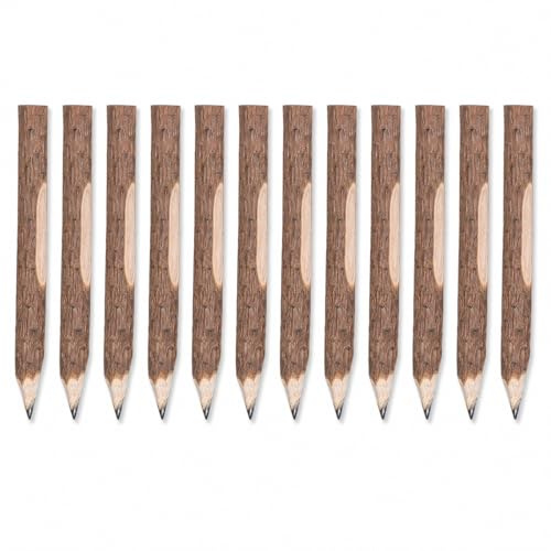Operitacx 12pcs Wooden Tree Bark Pencils 5.11in Natural Wood Writing Chunky Pencils Bulk, Giant Twigs Pens for Kid School Toddlers Kindergarten Novelty Party Supplies