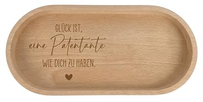 Frühstücksbrett personalisiert mit Spruch – Glück ist eine … wie dich zu haben – Geschenk Familie Papa Oma Schwester Bruder – Holzbrett graviert (Patentante)